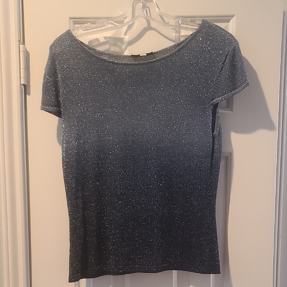 Elegant Blue Glitter Top